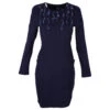 Soquesto Damen Langarm Kleid Dark Navy Wording