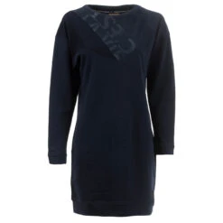 Soquesto Damen Langarm Kleid Navy Wording