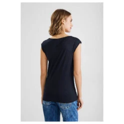 Street One Ada T-Shirt Deep Blue -Modebekleidungs Geschäft street one ada t shirt 1 2 arm blau 11238 ansicht hinten