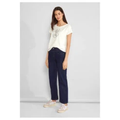 Street One Damen T-Shirt Alive Partprint Off White -Modebekleidungs Geschäft street one alive partprint shirt weiss 20108 model