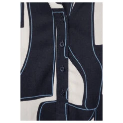 Street One Damen Langarm Bluse Bamika Deep Blue Creme Print -Modebekleidungs Geschäft street one bamika grafic print bluse blau 31238 detail