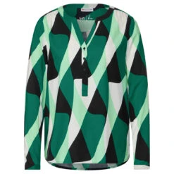 Street One Damen Langarm Bluse Bamika Fresh Green