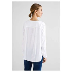 Street One Bamika Damen Bluse White -Modebekleidungs Geschäft street one bamika solid bluse weiss 10000 hinten