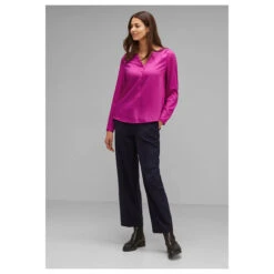 Street One Damen Langarm Bluse Bamika Bright Cozy Pink -Modebekleidungs Geschäft street one bamika solid rosa 15463 model