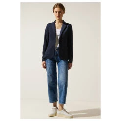 Street One Basic Blazer Deep Blue -Modebekleidungs Geschäft street one basic blazer blau 11238 vorne