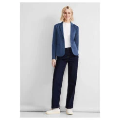 Street One Damen Blazer Basic Dark Intense Gentle Blue Melange -Modebekleidungs Geschäft street one basic blazer blau 15783 model