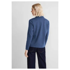 Street One Damen Blazer Basic Dark Intense Gentle Blue Melange -Modebekleidungs Geschäft street one basic blazer blau 15783 model hinten