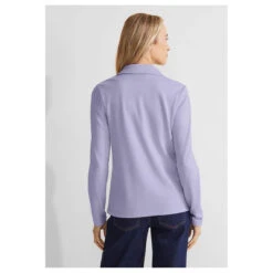 Street One Damen Blazer Basic Shiny Lilac Melange -Modebekleidungs Geschäft street one basic blazer violett 15153 model hinten