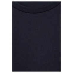 Street One Basic Interlock T-Shirt Deep Blue -Modebekleidungs Geschäft street one basic interlock shirt blau 11238 detail