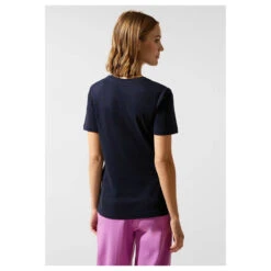 Street One Basic Interlock T-Shirt Deep Blue -Modebekleidungs Geschäft street one basic interlock shirt blau 11238 hinten
