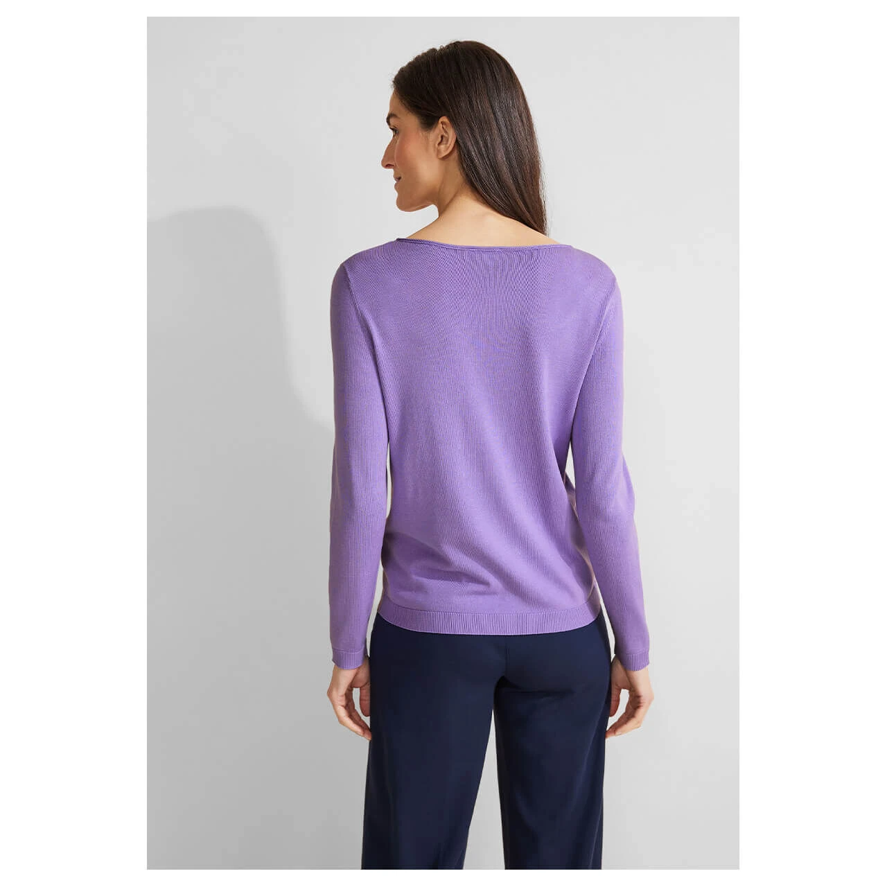 Street One Damen Pullover Basic U-Boat Sweater Shiny Lilac Melange 3 Street One Damen Pullover Basic U-Boat Sweater Shiny Lilac Melange – Bild 3