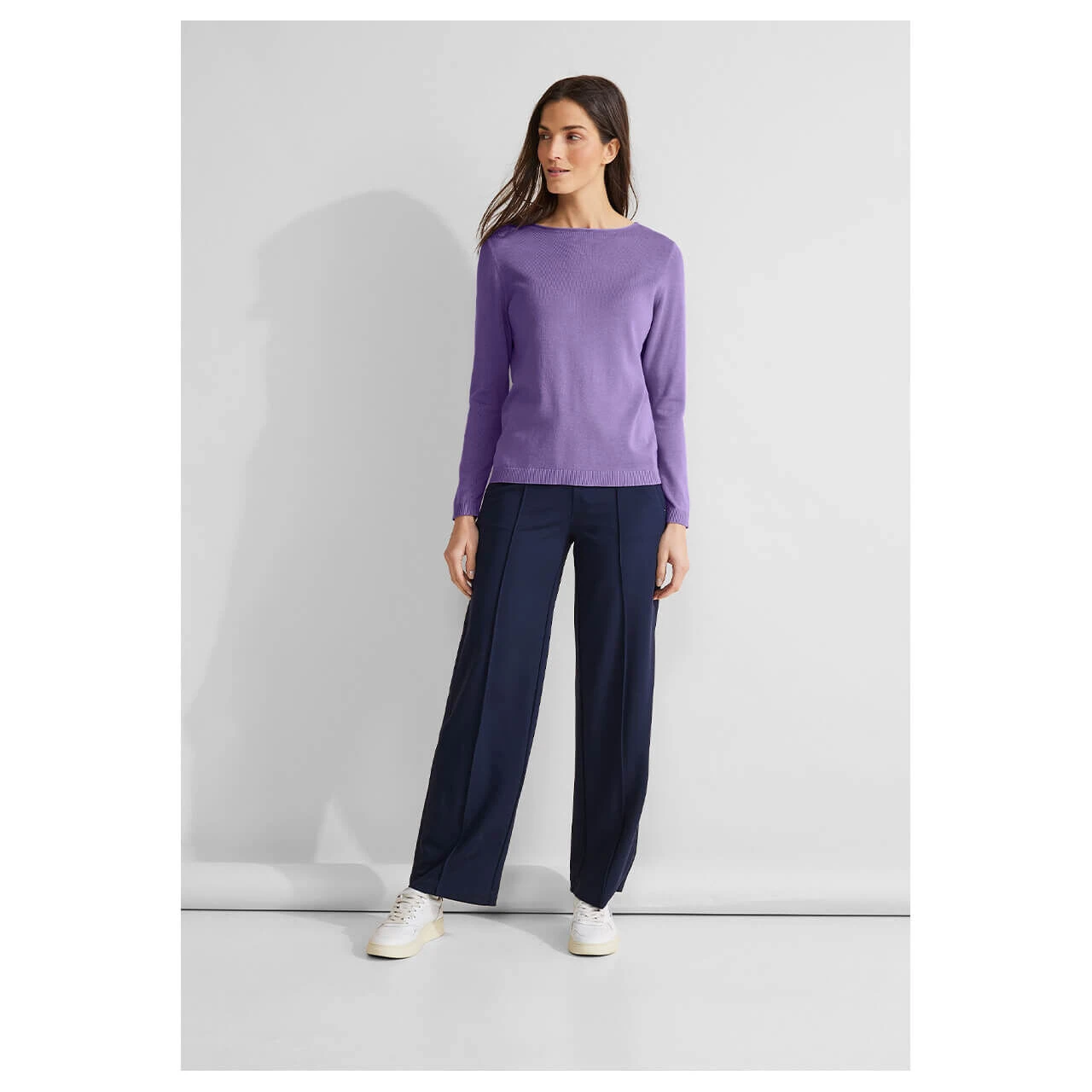 Street One Damen Pullover Basic U-Boat Sweater Shiny Lilac Melange 4 Street One Damen Pullover Basic U-Boat Sweater Shiny Lilac Melange – Bild 4