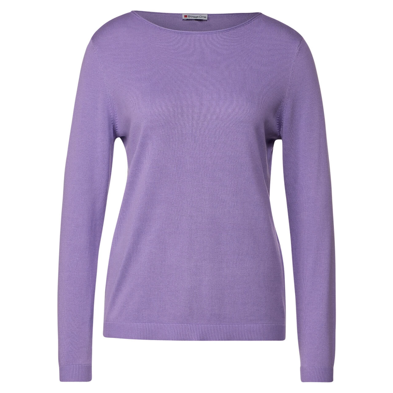 Street One Damen Pullover Basic U-Boat Sweater Shiny Lilac Melange 1 Street One Damen Pullover Basic U-Boat Sweater Shiny Lilac Melange