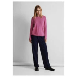 Street One Damen Pullover Basic U-Boat Sweater Cozy Pink Melange -Modebekleidungs Geschäft street one basic u boat sweater rosa 15310 model