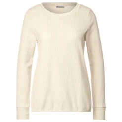 Street One Damen Sweatshirt Big Cord Structure Smooth Sand Beige
