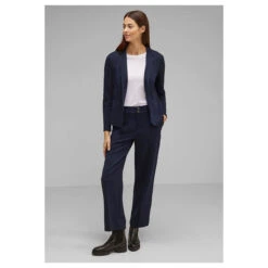 Street One Damen Blazer Basic Dark Blue Melange -Modebekleidungs Geschäft street one blazer dunkel blau 11238 model ganz
