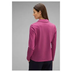 Street One Damen Blazer Basic Cozy Pink Melange -Modebekleidungs Geschäft street one blazer pink 15310 model hinten