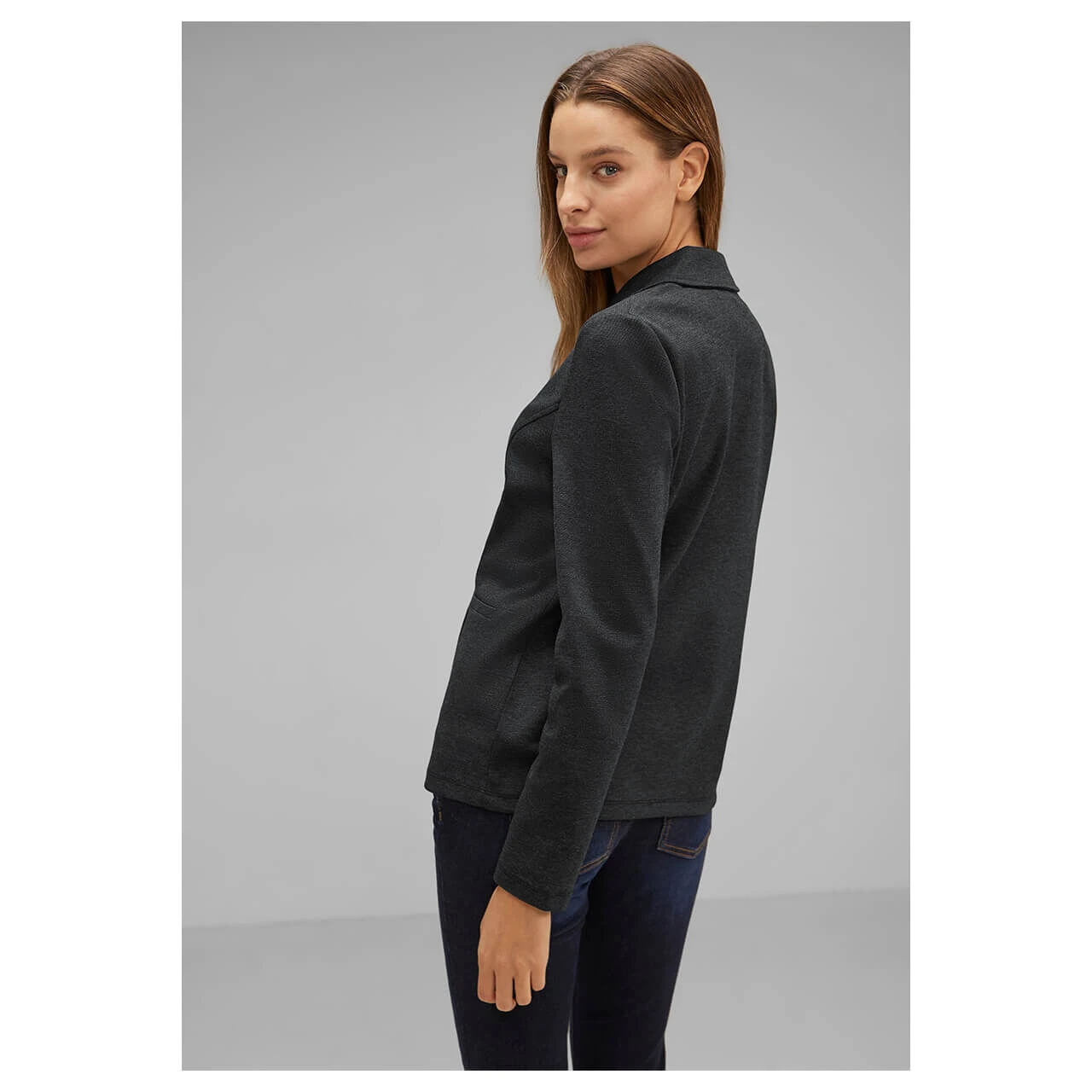 Street One Damen Blazer Basic Black Grey Melange 3 Street One Damen Blazer Basic Black Grey Melange – Bild 3