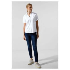 Street One Damen Cotton Kurzarm Bluse White 8 Street One Damen Cotton Kurzarm Bluse White -Modebekleidungs Geschäft street one cotton shortcollar bluse weiss 10000 vorne