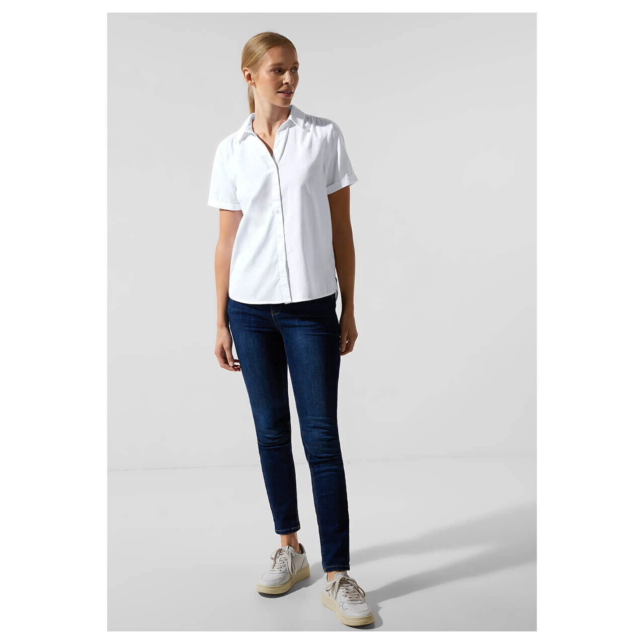 Street One Damen Cotton Kurzarm Bluse White 4 Street One Damen Cotton Kurzarm Bluse White – Bild 4
