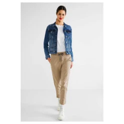 Street One Jeansjacke Mid Indigo Random Washed -Modebekleidungs Geschäft street one denim jacket indigo blau 14819 ansicht ganzkoerper