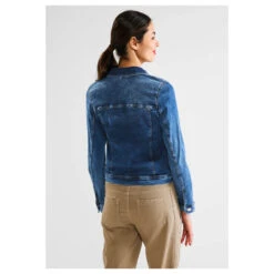 Street One Jeansjacke Mid Indigo Random Washed -Modebekleidungs Geschäft street one denim jacket indigo blau 14819 ansicht hinten