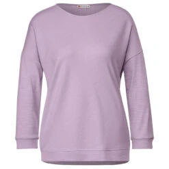 Street One 3/4 Arm Shirt Diagonal Rib Stripes Soft Pure Lilac