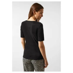 Street One Heart Neckline T-Shirt Black -Modebekleidungs Geschäft street one heart neckline shirt schwarz 10001 hinten
