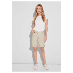 Street One Yulius Baumwoll Bermuda Clean Sand -Modebekleidungs Geschäft street one jeans yulius bermuda beige 15526 model