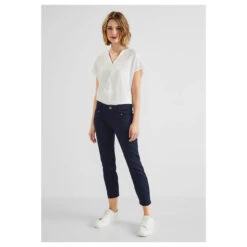 Street One Yulius Satin 7/8 Baumwollhose Deep Blue -Modebekleidungs Geschäft street one jeans yulius capri 3 4 blau 11238 ansicht