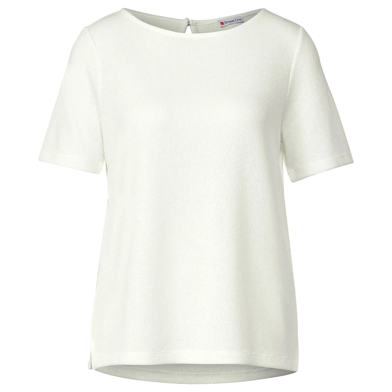 Street One Damen T-Shirt Knit Look Off White 1 Street One Damen T-Shirt Knit Look Off White