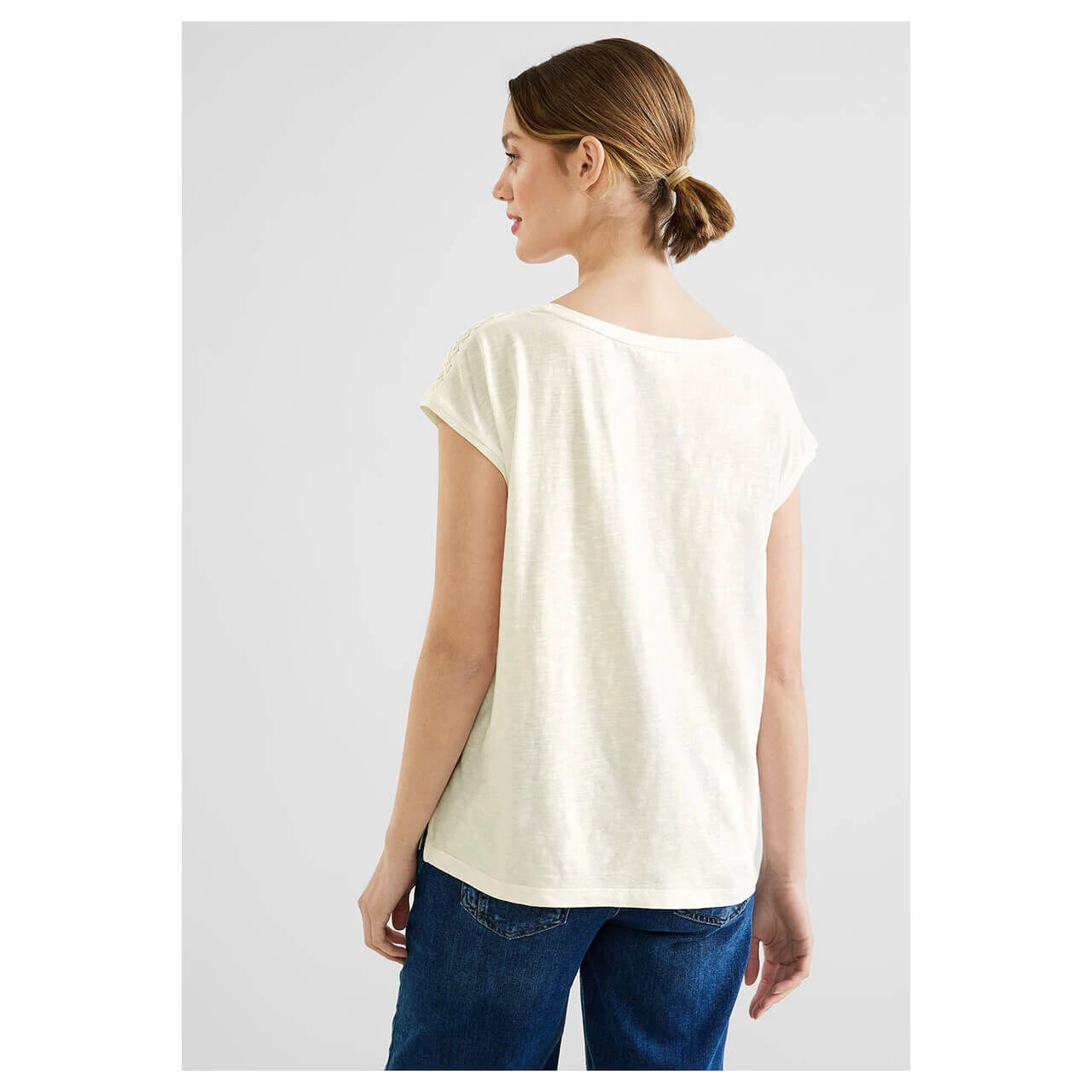 Street One Lace Shoulder T-Shirt White 3 Street One Lace Shoulder T-Shirt White – Bild 3