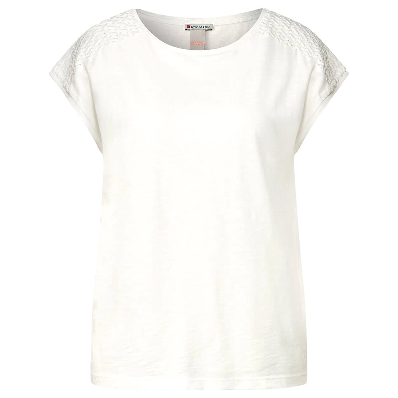 Street One Lace Shoulder T-Shirt White 1 Street One Lace Shoulder T-Shirt White