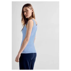 Cecil Damen Top Linda Soft Light Blue -Modebekleidungs Geschäft street one linda top soft light blue 15877 model hinten