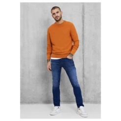 Street One Men Fine Structured Pullover Pumpkin Orange -Modebekleidungs Geschäft street one men fine structured pullover orange 14630 ansicht ganzkoerper