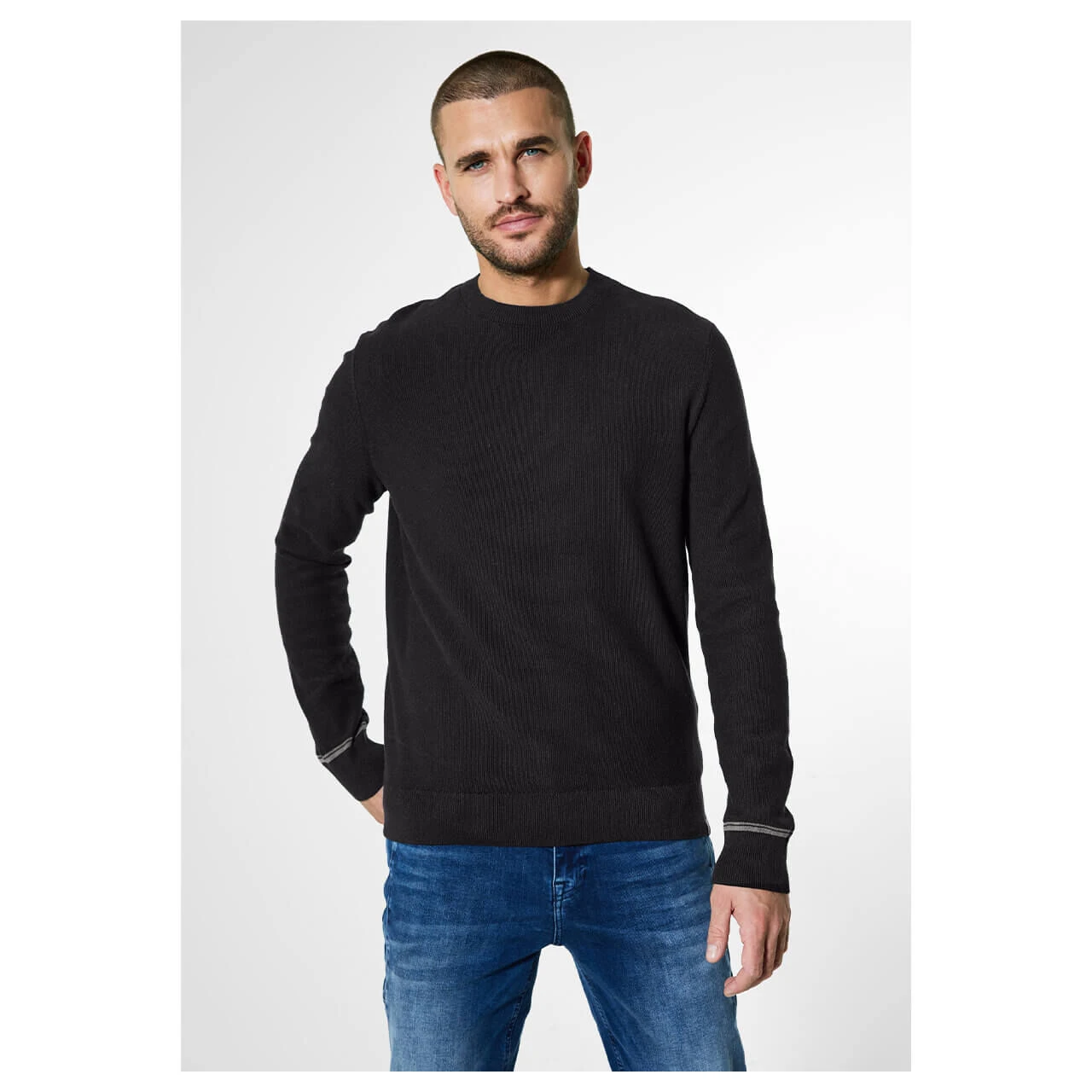 Street One Men Fine Structured Pullover Black 2 Street One Men Fine Structured Pullover Black – Bild 2