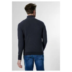 Street One Men Structured Knitted Zip Strickjacke Night Blue -Modebekleidungs Geschäft street one men strickjacke structured knitted zip blau 14331 ansicht hinten