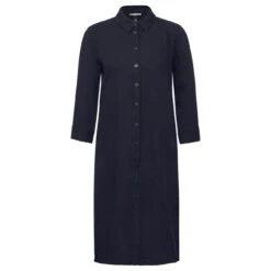Street One Damen 3/4 Arm Kleid Musselin Shirt Dress Navy Blue