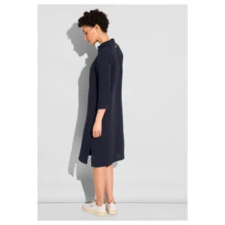 Street One Damen 3/4 Arm Kleid Musselin Shirt Dress Navy Blue 6 Street One Damen 3/4 Arm Kleid Musselin Shirt Dress Navy Blue -Modebekleidungs Geschäft street one muslin shirt dress solid blusenkleid blau 11238 model seite