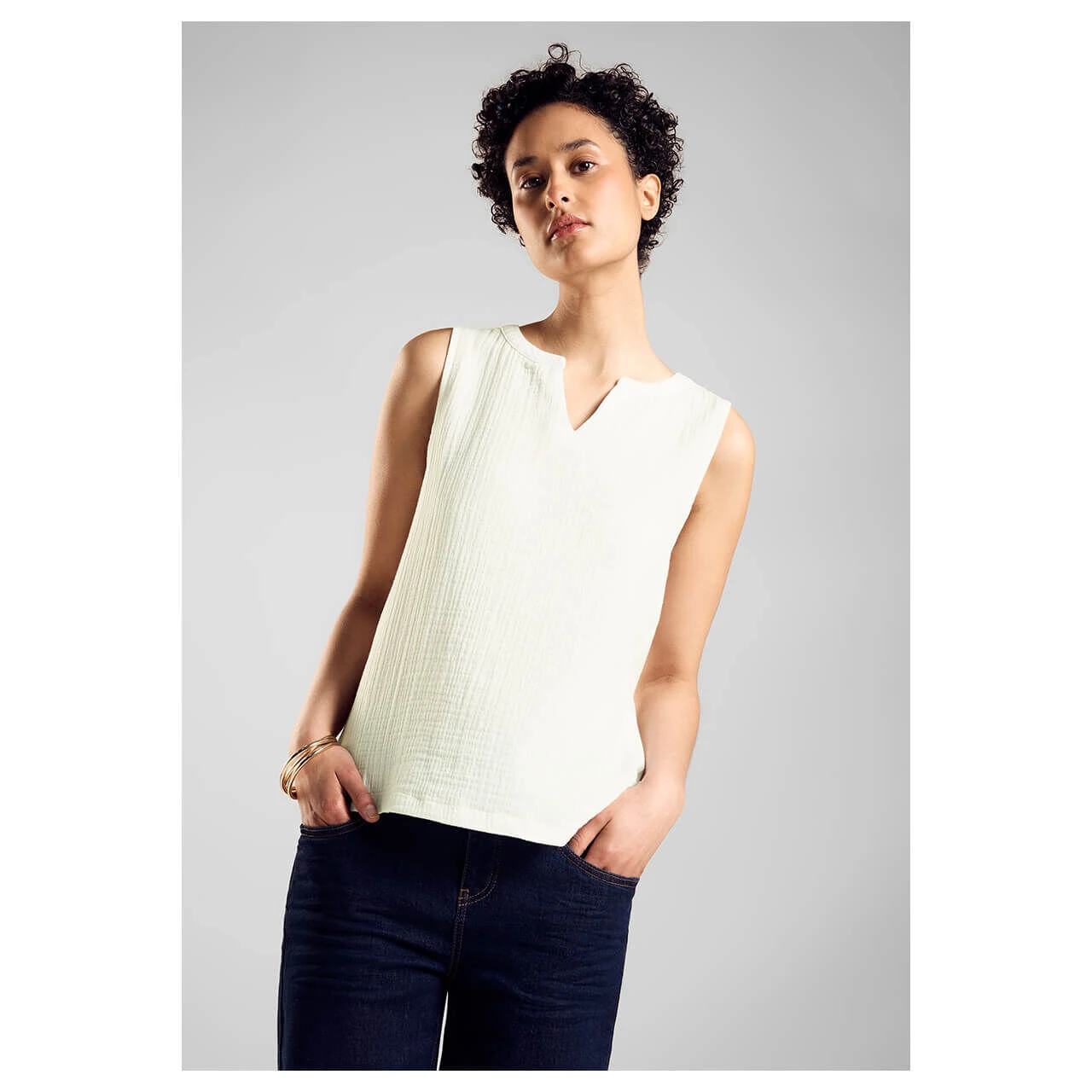 Street One Damen Top Musselin Off White 2 Street One Damen Top Musselin Off White – Bild 2