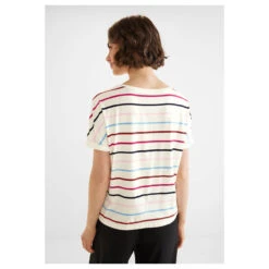 Street One Crista T-Shirt Off White Stripes -Modebekleidungs Geschäft street one new crista shirt multicolor 30108 ansicht hinten