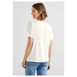 Street One Crista T-Shirt Off White -Modebekleidungs Geschäft street one new crista shirt weiss 10108 hinten