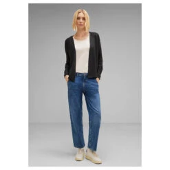 Street One Damen Strickjacke Jacy Dark Anthracite Melange -Modebekleidungs Geschäft street one new jacy shirtjacke grau 11498 model