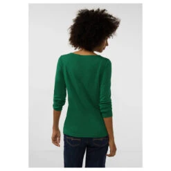 Street One Damen Langarm Shirt Lanea Gentle Green -Modebekleidungs Geschäft street one new lanea langarmshirt gruen 15245 model hinten