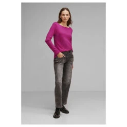 Street One Damen Langarm Shirt Lanea Bright Cozy Pink -Modebekleidungs Geschäft street one new lanea pink 15463 model