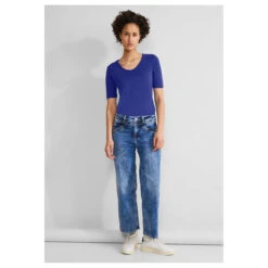 Street One Damen T-Shirt Palmira Intense Royal Blue -Modebekleidungs Geschäft street one new palmira t shirt blau 15614 model