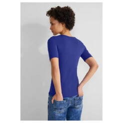 Street One Damen T-Shirt Palmira Intense Royal Blue -Modebekleidungs Geschäft street one new palmira t shirt blau 15614 model hinten