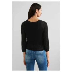 Street One Suse Damen 3/4 Arm Strickjacke Black -Modebekleidungs Geschäft street one new suse bluse schwarz 10001 ansicht hinten