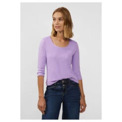 Street One Damen 3/4 Arm Shirt Pania Soft Pure Lilac -Modebekleidungs Geschäft street one pania shirt lavender 15289 ansicht model vorn