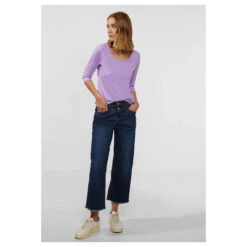 Street One Damen 3/4 Arm Shirt Pania Soft Pure Lilac -Modebekleidungs Geschäft street one pania shirt lavender 15289 ansicht model28129